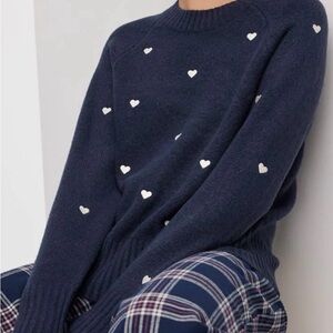 NWOT Navy Heart Pattern Sweater